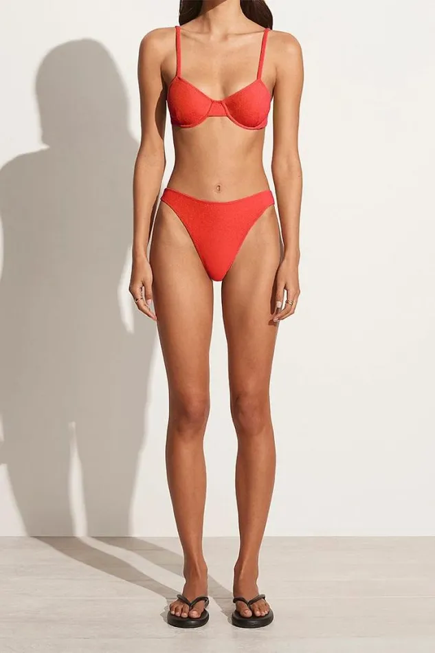 Women Faithfull The Brand Swim Palmero Bikini Bottoms Morange Towelling 8211 Final Sale