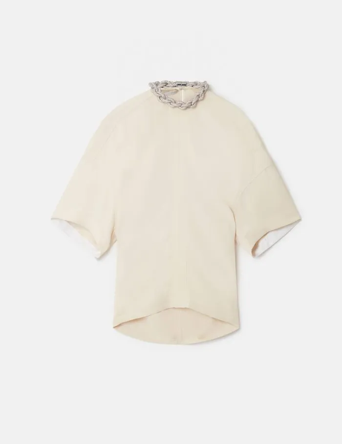Women Falabella Crystal Chain Collar Top Plaster Stella McCartney Shirts And Tops