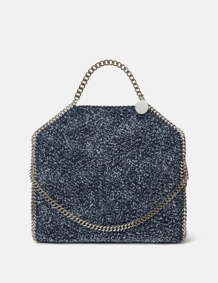 Women Falabella FoldOver Boucl Tote Bag Speckled Blue Stella McCartney Tote Bags