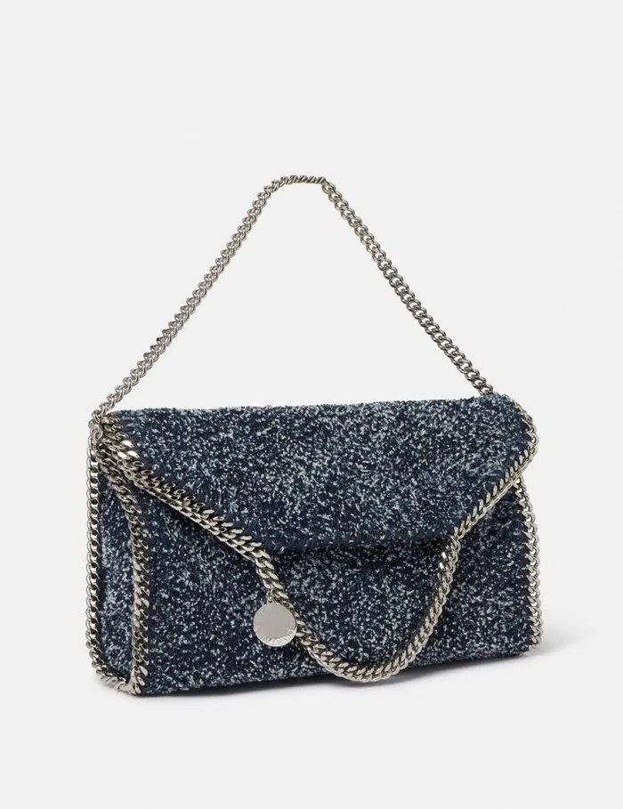 Women Falabella FoldOver Boucl Tote Bag Speckled Blue Stella McCartney Tote Bags