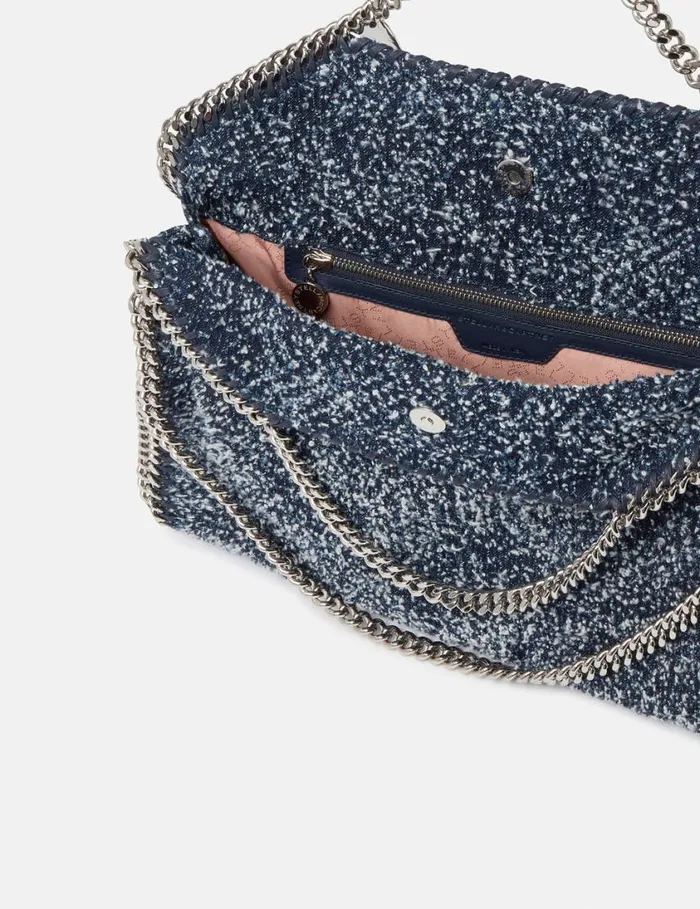 Women Falabella FoldOver Boucl Tote Bag Speckled Blue Stella McCartney Tote Bags