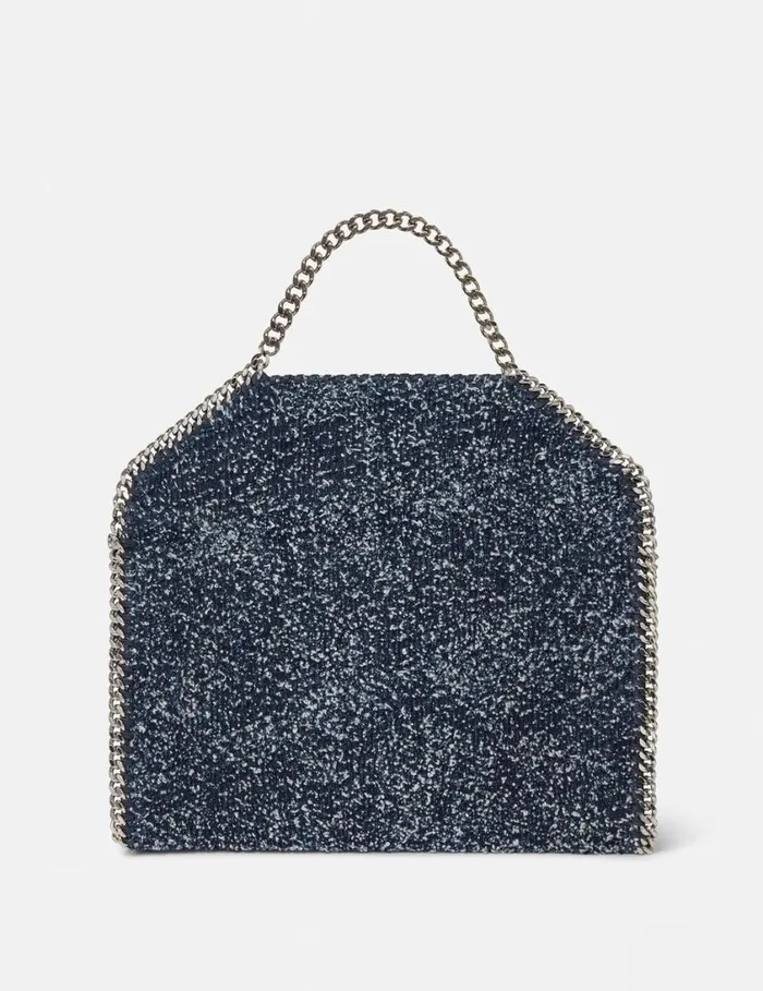 Women Falabella FoldOver Boucl Tote Bag Speckled Blue Stella McCartney Tote Bags