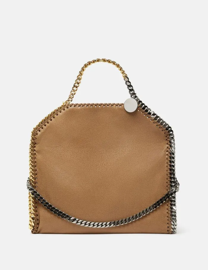 Women Falabella FoldOver Tote Bag Pecan Brown Stella McCartney TopHandle Bags