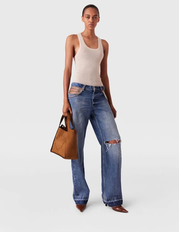 Women Falabella Hips StraightLeg Jeans Blue Stella McCartney Pants And Shorts