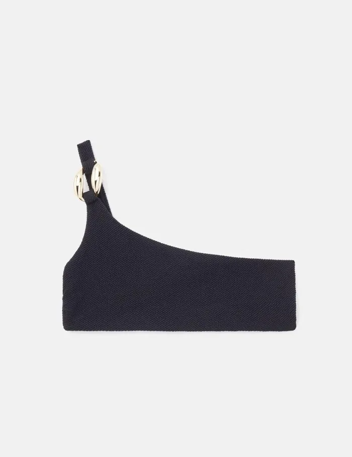 Women Falabella Pop OneShoulder Bikini Top Black Stella McCartney Swimwear