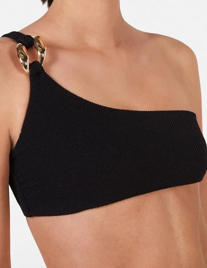 Women Falabella Pop OneShoulder Bikini Top Black Stella McCartney Swimwear