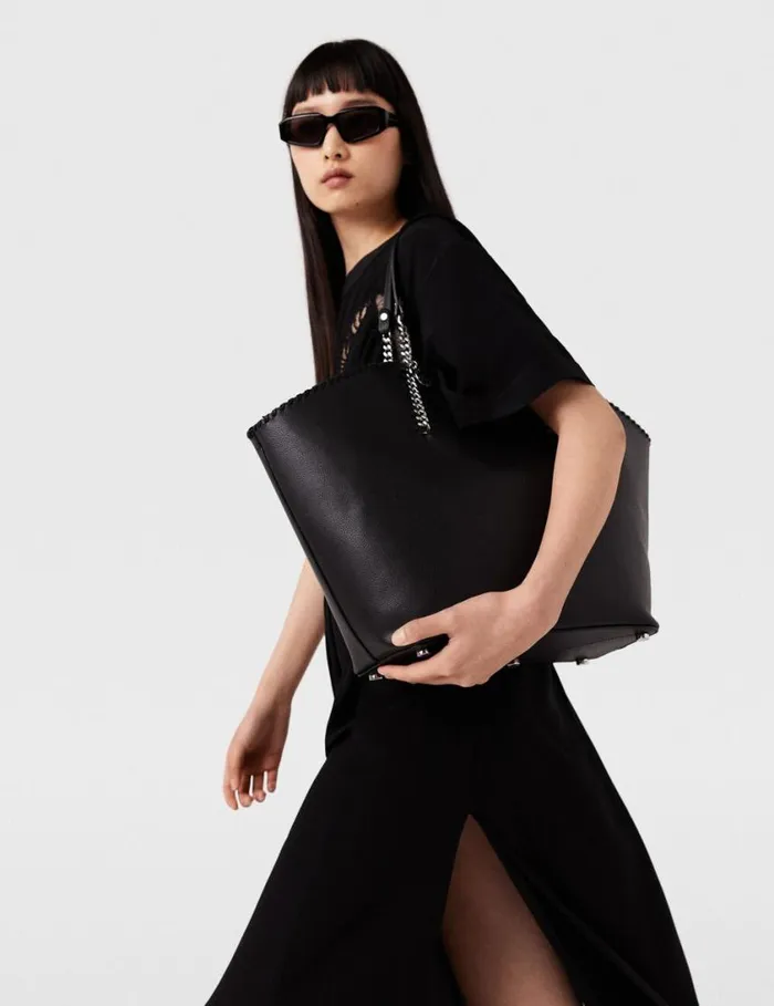 Women Falabella ReEdition Tote Bag Pitch Black Stella McCartney TopHandle Bags Women Falabella ReEdition Tote Bag Pitch Black Stella McCartney TopHandle Bags