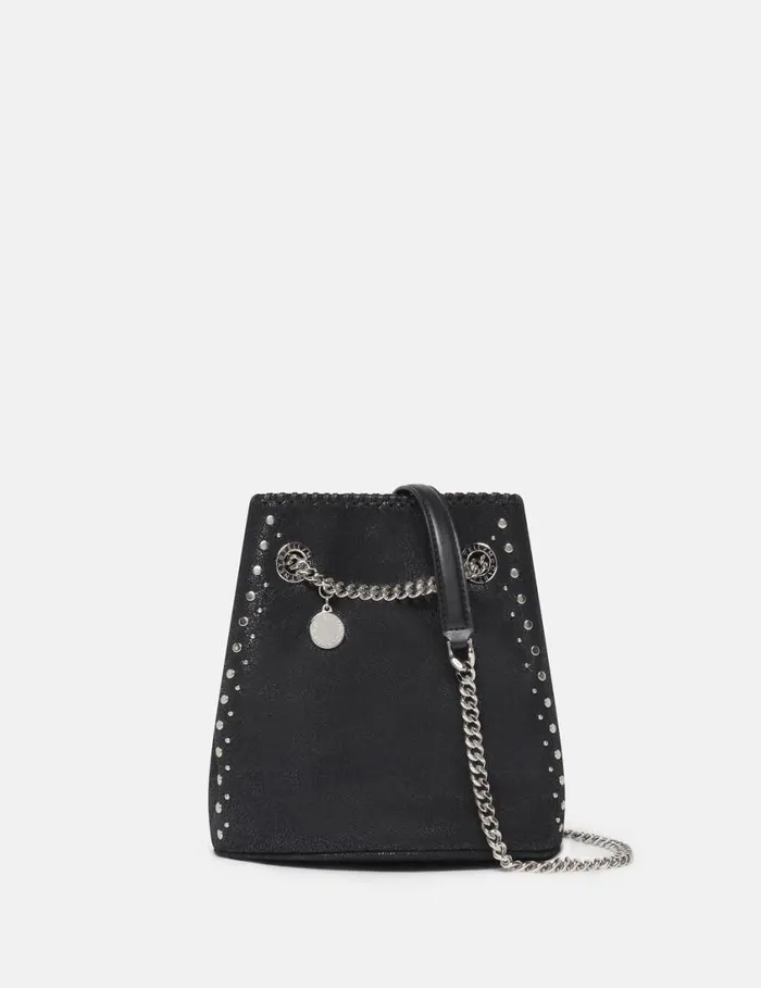 Women Falabella Studded Bucket Bag Pitch Black Stella McCartney Mini Bags And Clutches