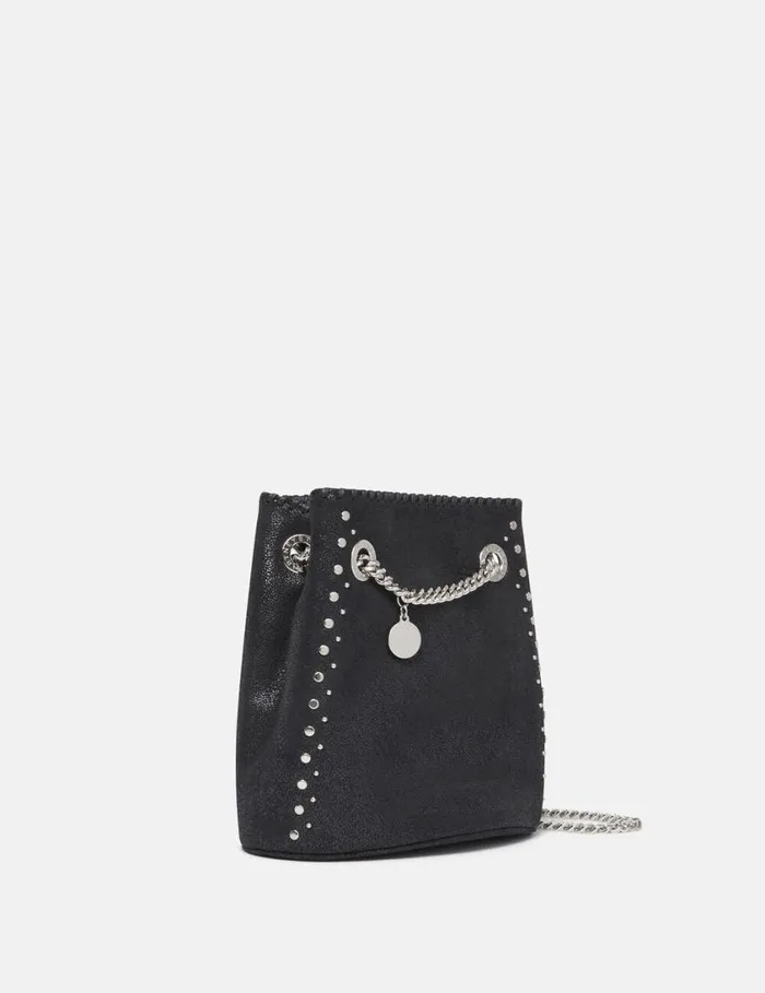 Women Falabella Studded Bucket Bag Pitch Black Stella McCartney Mini Bags And Clutches