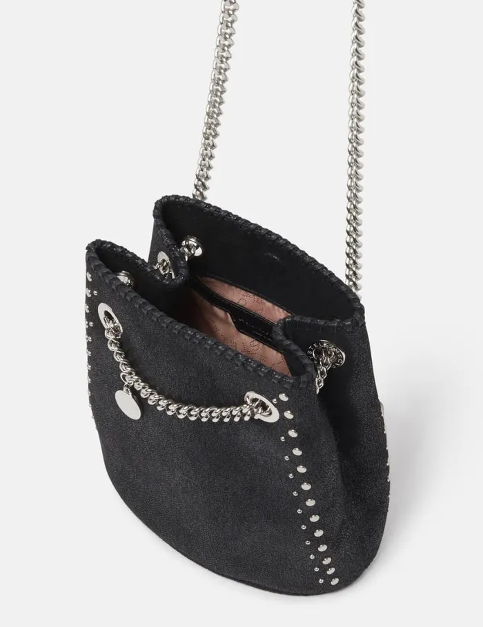 Women Falabella Studded Bucket Bag Pitch Black Stella McCartney Mini Bags And Clutches