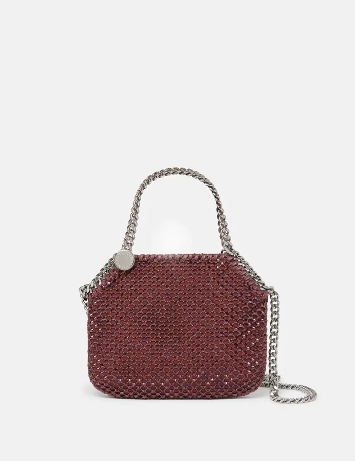 Women Falabella Tiny Crystal Tote Bag Berry Stella McCartney Iconic Falabella