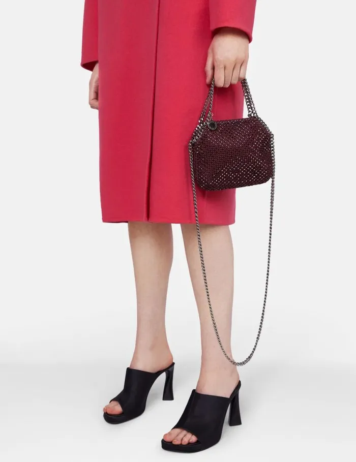 Women Falabella Tiny Crystal Tote Bag Berry Stella McCartney Iconic Falabella Women Falabella Tiny Crystal Tote Bag Berry Stella McCartney Iconic Falabella