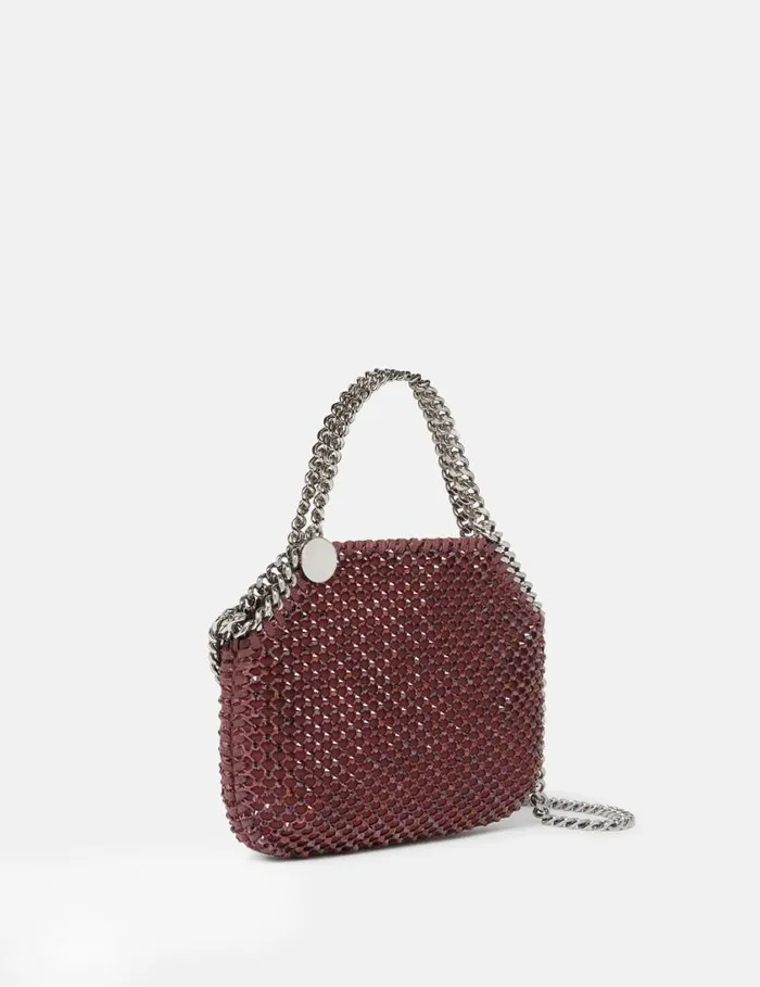 Women Falabella Tiny Crystal Tote Bag Berry Stella McCartney Iconic Falabella Women Falabella Tiny Crystal Tote Bag Berry Stella McCartney Iconic Falabella