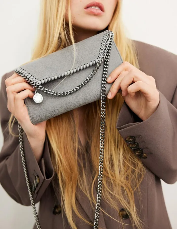 Women Falabella Wallet Crossbody Bag Light Grey Stella McCartney Mini Bags And Clutches