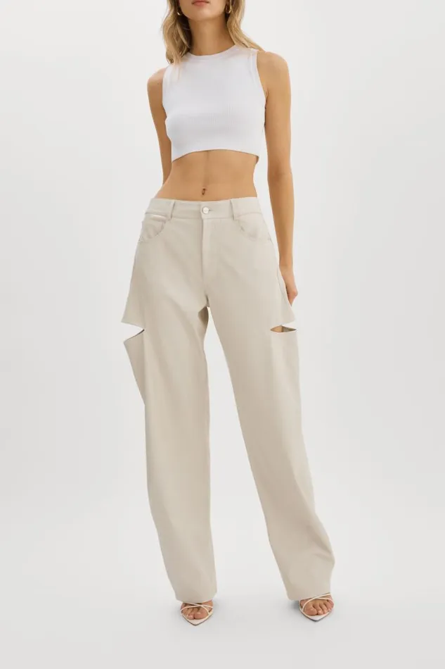 Women FALEEN Faux Leather Loose Pants Ivory LAMARQUE Pants and Shorts Women FALEEN Faux Leather Loose Pants Ivory LAMARQUE Pants and Shorts