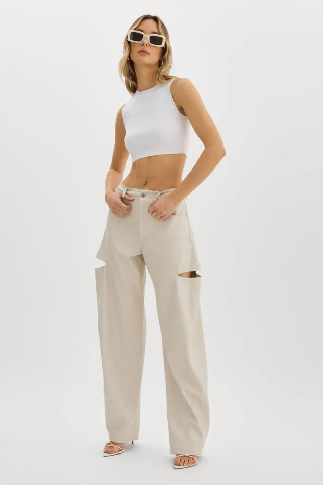Women FALEEN Faux Leather Loose Pants Ivory LAMARQUE Pants and Shorts Women FALEEN Faux Leather Loose Pants Ivory LAMARQUE Pants and Shorts