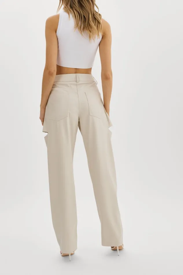 Women FALEEN Faux Leather Loose Pants Ivory LAMARQUE Pants and Shorts Women FALEEN Faux Leather Loose Pants Ivory LAMARQUE Pants and Shorts