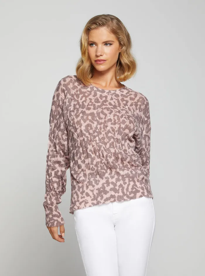 Women Fashion Tops GUESS Amber Lynx Print Sabine Top