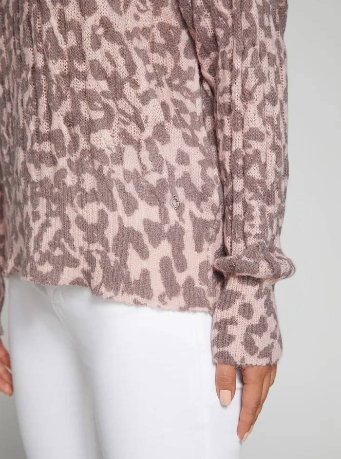 Women Fashion Tops GUESS Amber Lynx Print Sabine Top