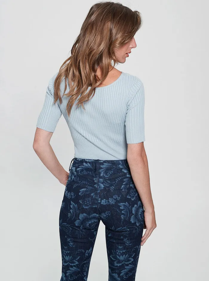 Women Fashion Tops GUESS Eco Blue Aysha Reversible Knit Top Women Fashion Tops GUESS Eco Blue Aysha Reversible Knit Top