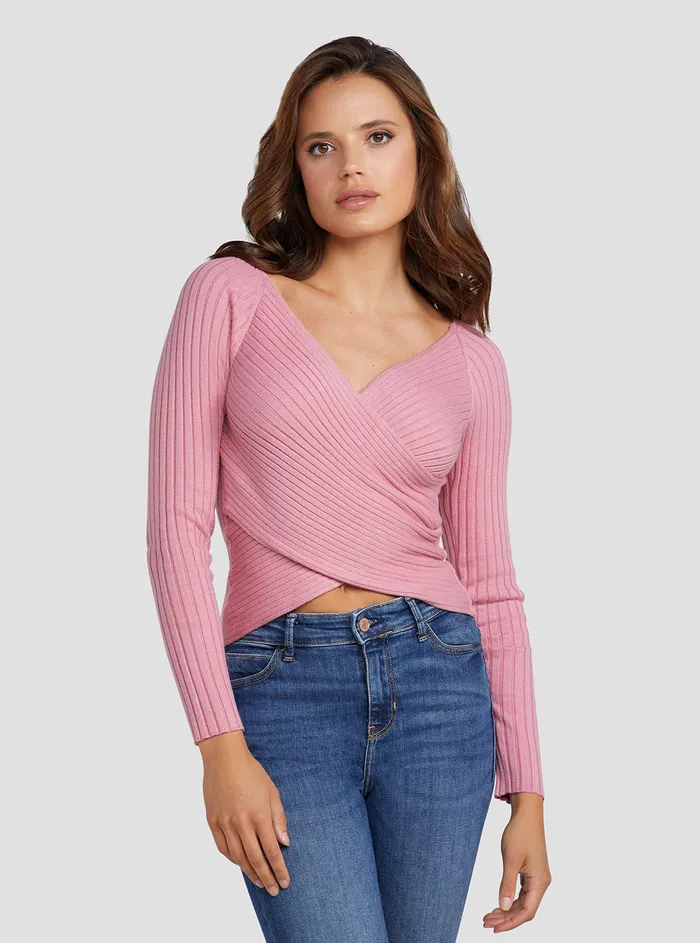 Women Fashion Tops GUESS Eco Think Pink Sabine Knit Top