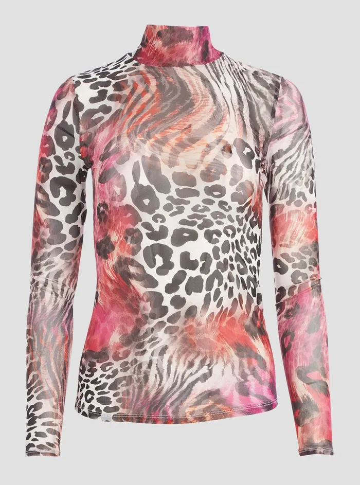 Women Fashion Tops GUESS Wildcard Print Kamaria Top Women Fashion Tops GUESS Wildcard Print Kamaria Top