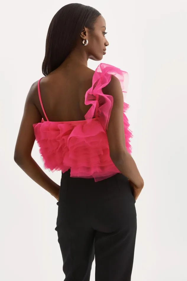 Women FELETA Ruffle Tulle Top Lilac Rose LAMARQUE Tops Women FELETA Ruffle Tulle Top Lilac Rose LAMARQUE Tops