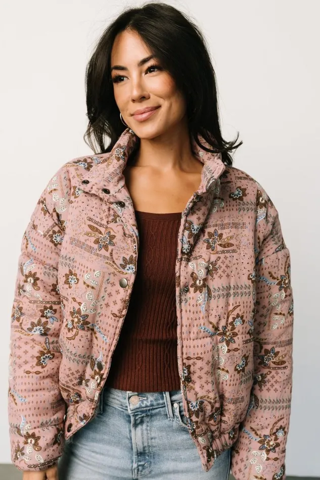 Women Felicia Puffer Jacket Mauve Multi Baltic Born Outerwear