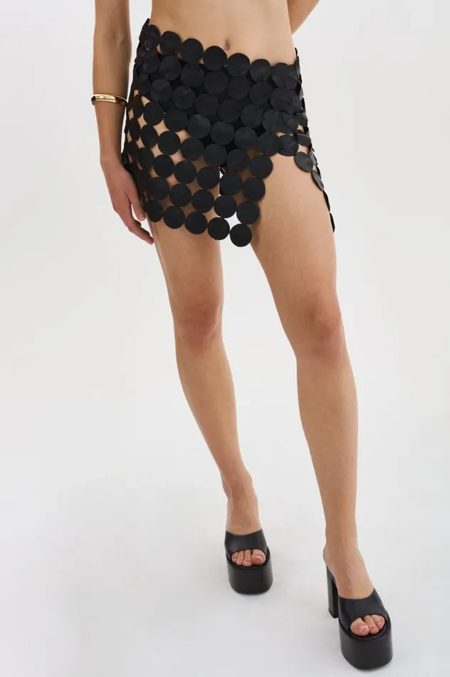 Women FENNA Multi Circle Mini Skirt Black LAMARQUE Skirts Women FENNA Multi Circle Mini Skirt Black LAMARQUE Skirts