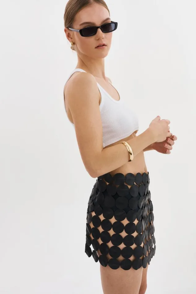 Women FENNA Multi Circle Mini Skirt Black LAMARQUE Skirts Women FENNA Multi Circle Mini Skirt Black LAMARQUE Skirts