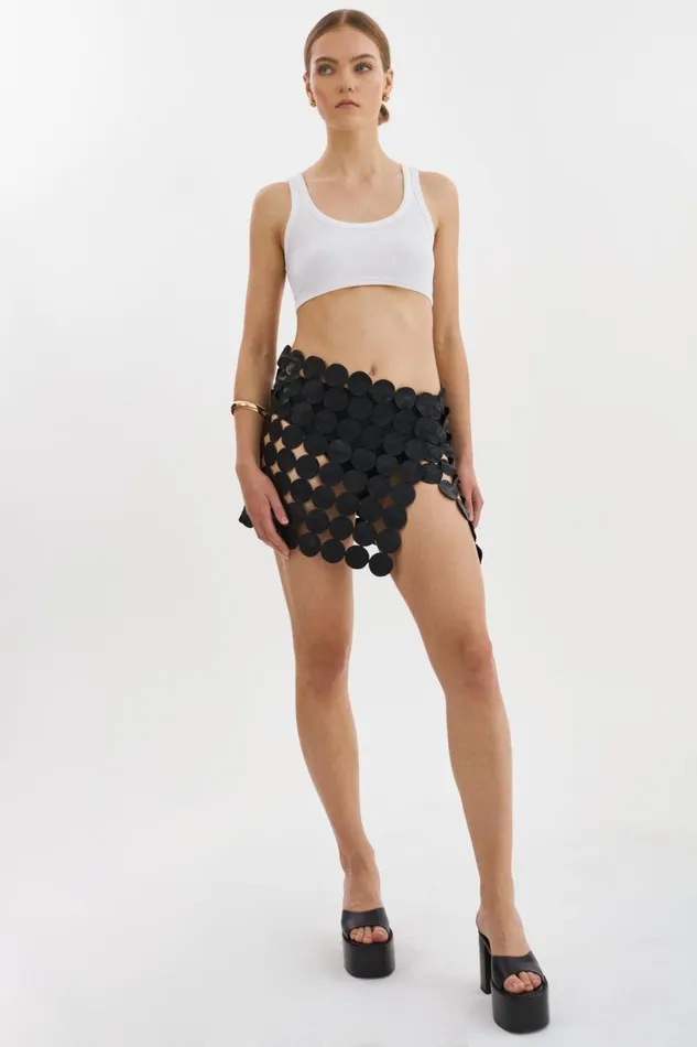 Women FENNA Multi Circle Mini Skirt Black LAMARQUE Skirts Women FENNA Multi Circle Mini Skirt Black LAMARQUE Skirts