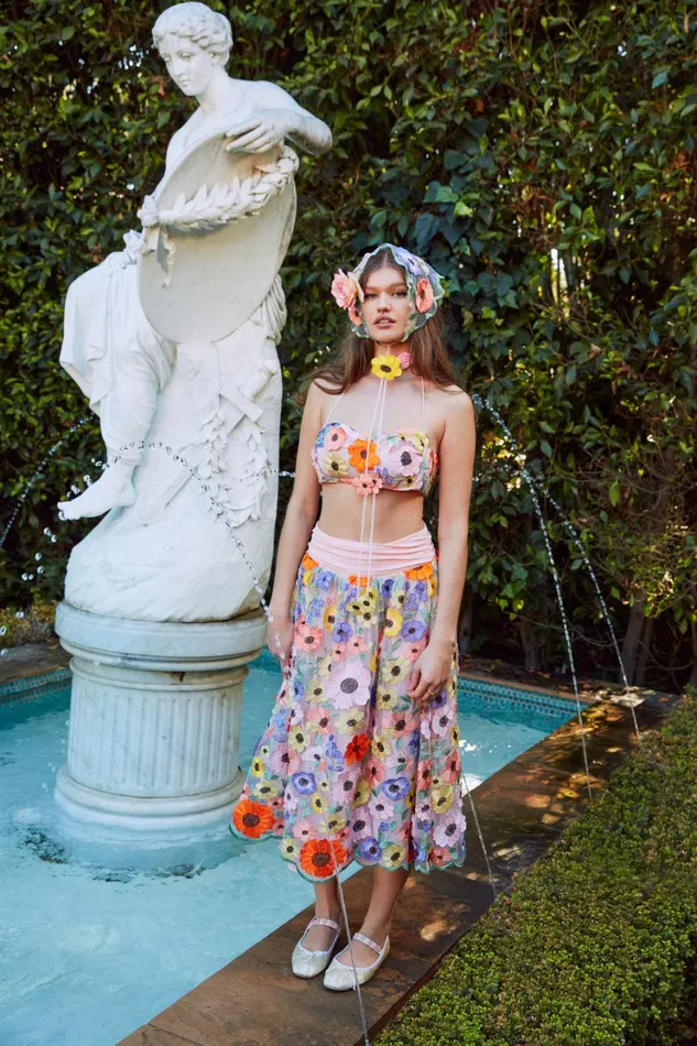 Women Fiore Midi Skirt Multi For Love and Lemons Bottoms Women Fiore Midi Skirt Multi For Love and Lemons Bottoms
