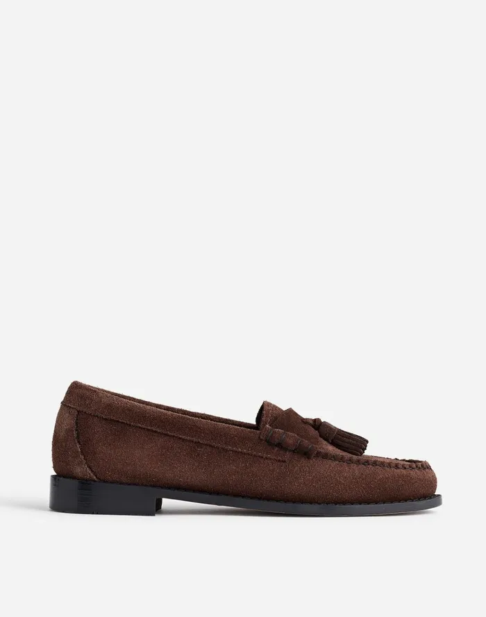 Women Flats and Loafers Madewell GHBASS Layla Weejuns Loafers In Oiled Suede Brown