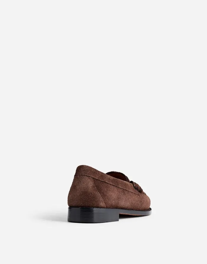 Women Flats and Loafers Madewell GHBASS Layla Weejuns Loafers In Oiled Suede Brown