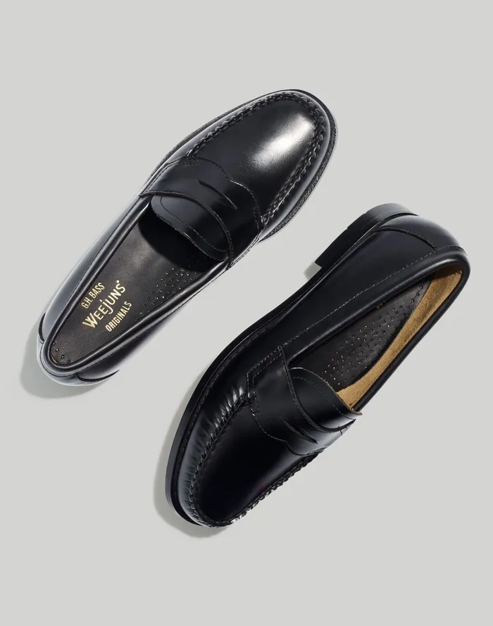 Women Flats and Loafers Madewell GHBASS Whitney Weejuns Penny Loafers Black