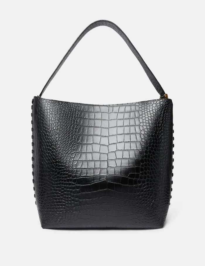 Women Frayme CrocEffect Embossed Tote Bag Black Stella McCartney Frayme Bag