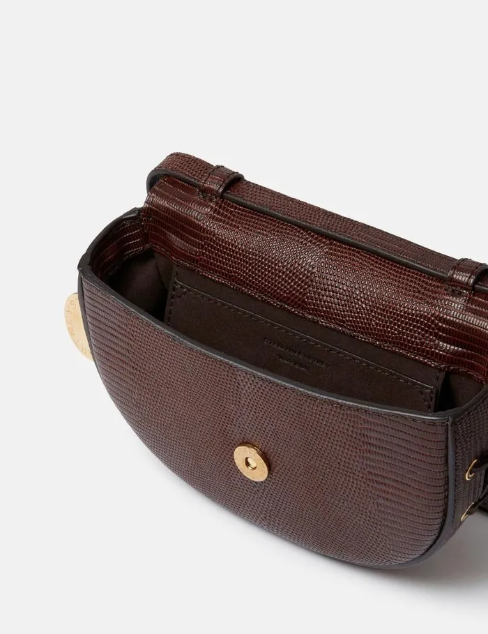 Women Frayme ScaleEmbossed Shoulder Bag Chocolate Brown Stella McCartney Mini Bags And Clutches