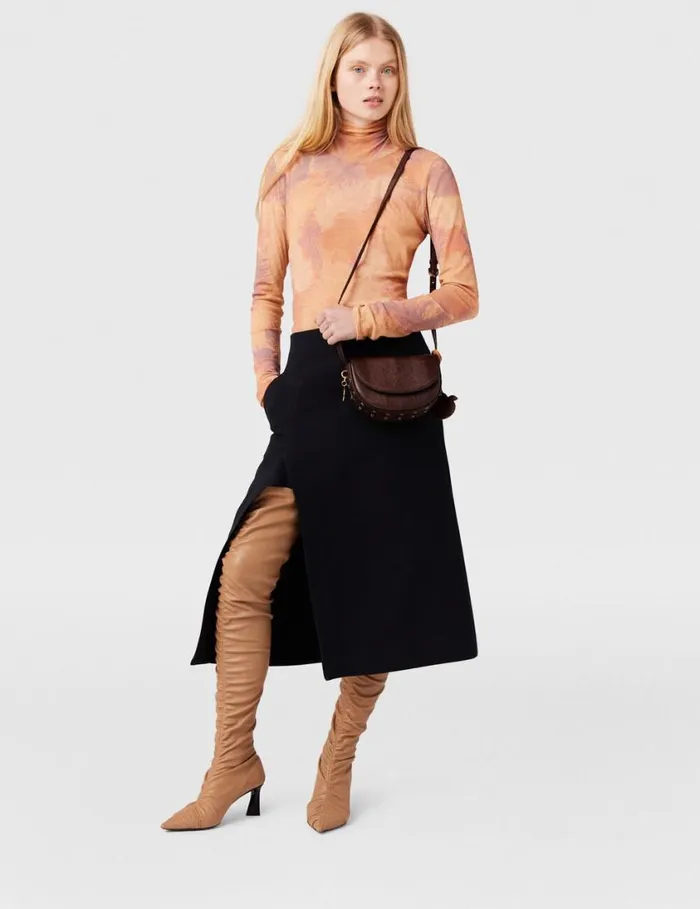 Women Frayme ScaleEmbossed Shoulder Bag Chocolate Brown Stella McCartney Mini Bags And Clutches