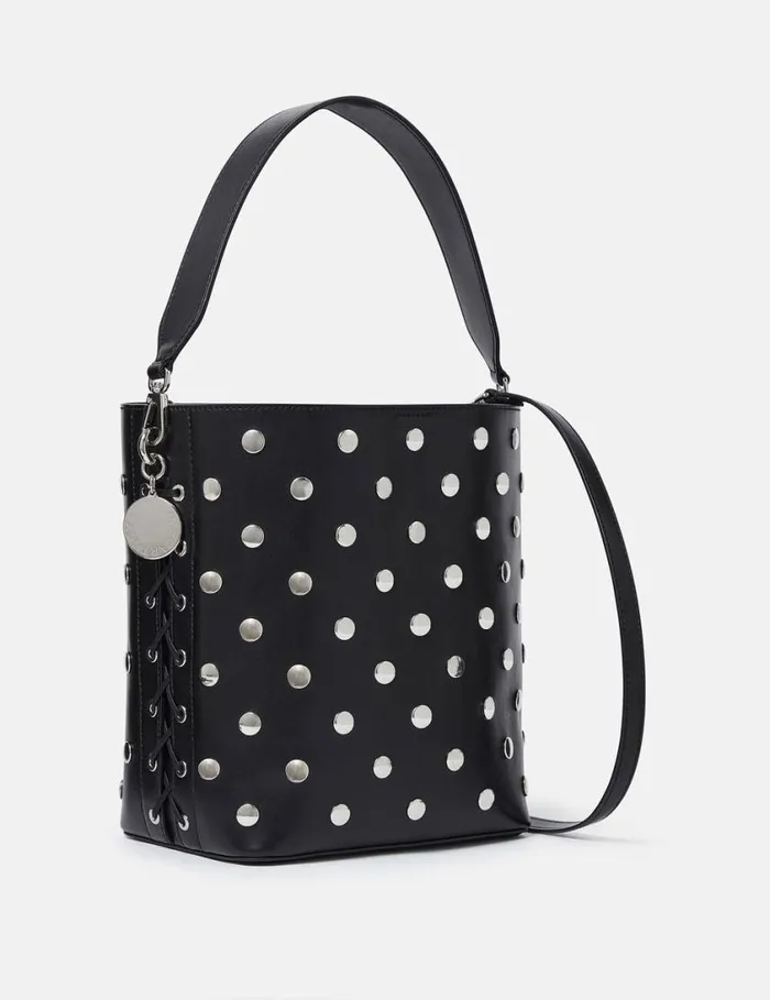 Women Frayme Studded Large Bucket Bag Pitch Black Stella McCartney TopHandle Bags Women Frayme Studded Large Bucket Bag Pitch Black Stella McCartney TopHandle Bags