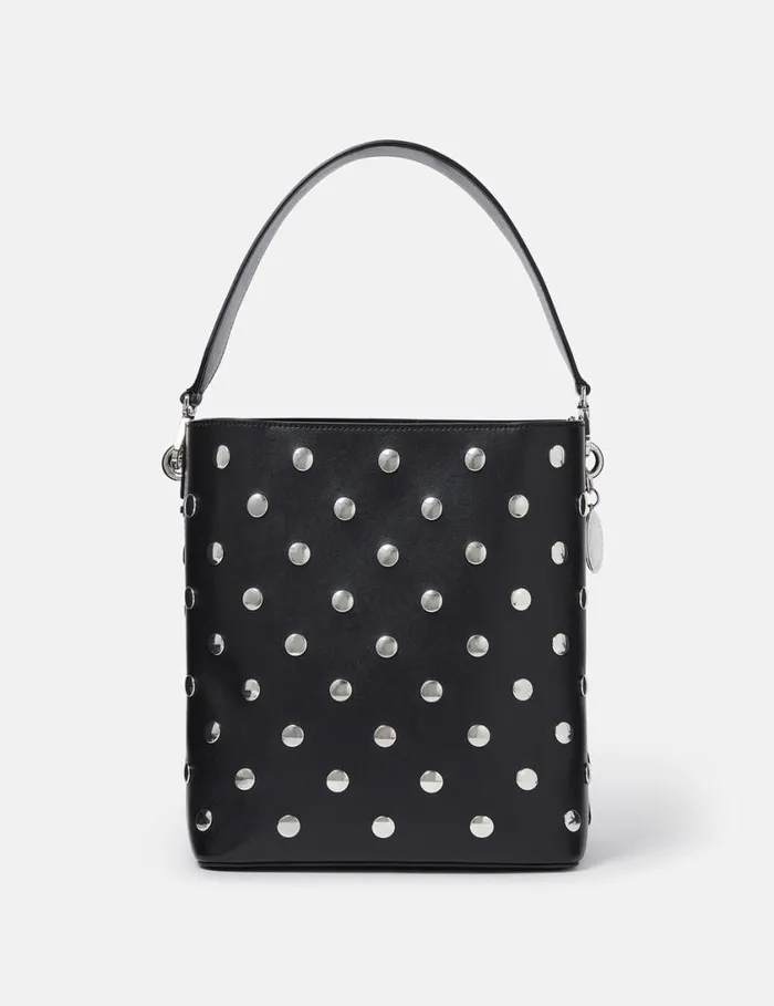 Women Frayme Studded Large Bucket Bag Pitch Black Stella McCartney TopHandle Bags Women Frayme Studded Large Bucket Bag Pitch Black Stella McCartney TopHandle Bags