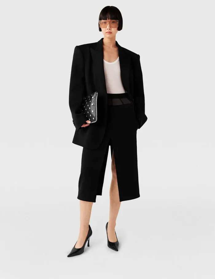 Women Front Slit Midi Skirt Black Stella McCartney Tailoring
