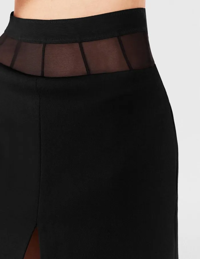 Women Front Slit Midi Skirt Black Stella McCartney Tailoring