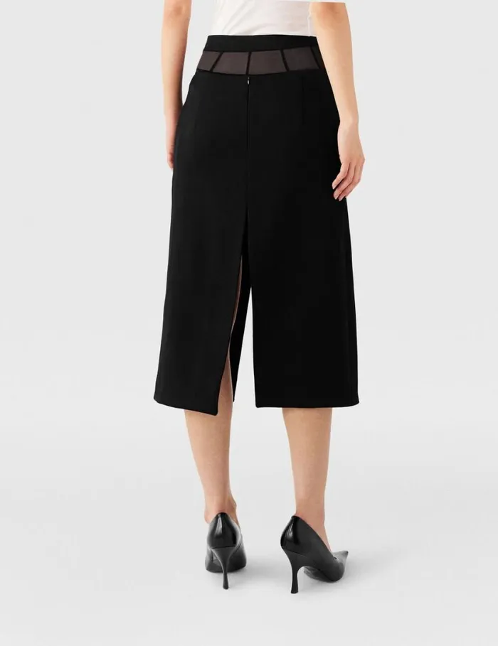 Women Front Slit Midi Skirt Black Stella McCartney Tailoring