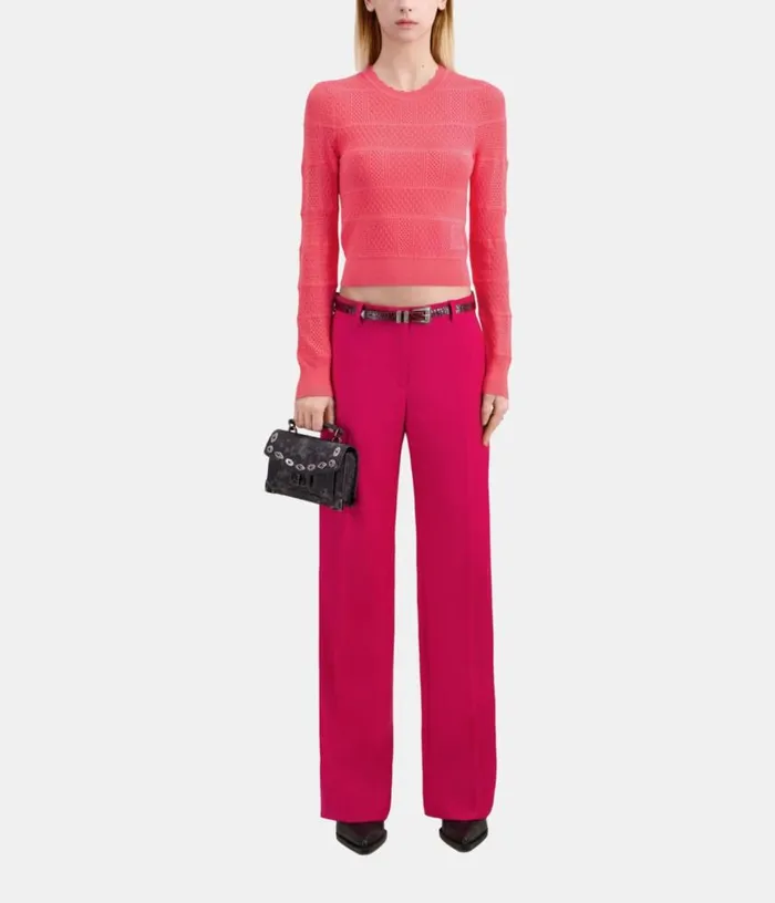 Women Fuchsia Openwork Knit Sweater THE KOOPLES Sweaters