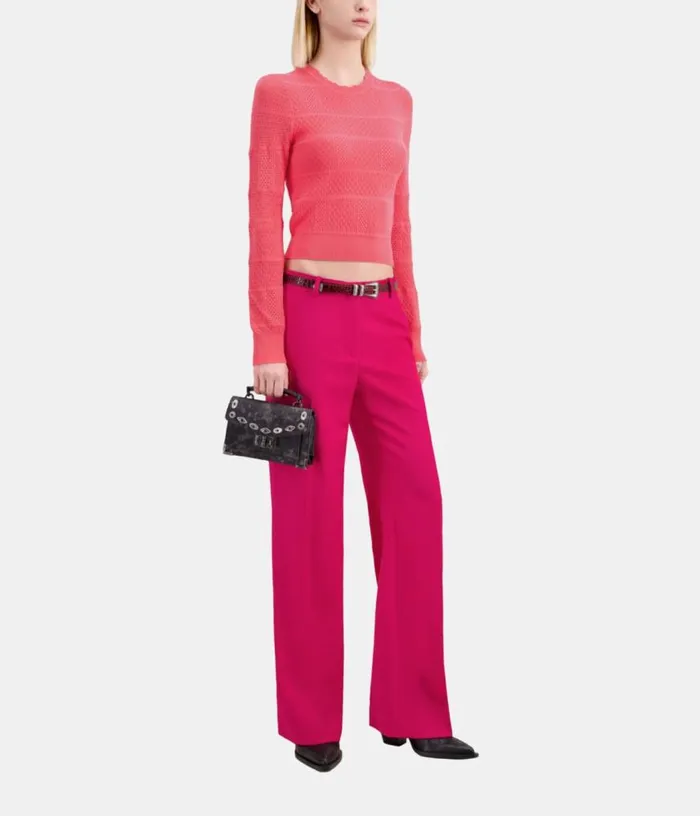 Women Fuchsia Openwork Knit Sweater THE KOOPLES Sweaters