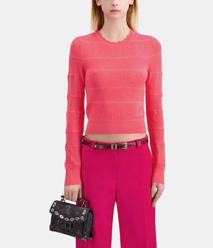 Women Fuchsia Openwork Knit Sweater THE KOOPLES Sweaters