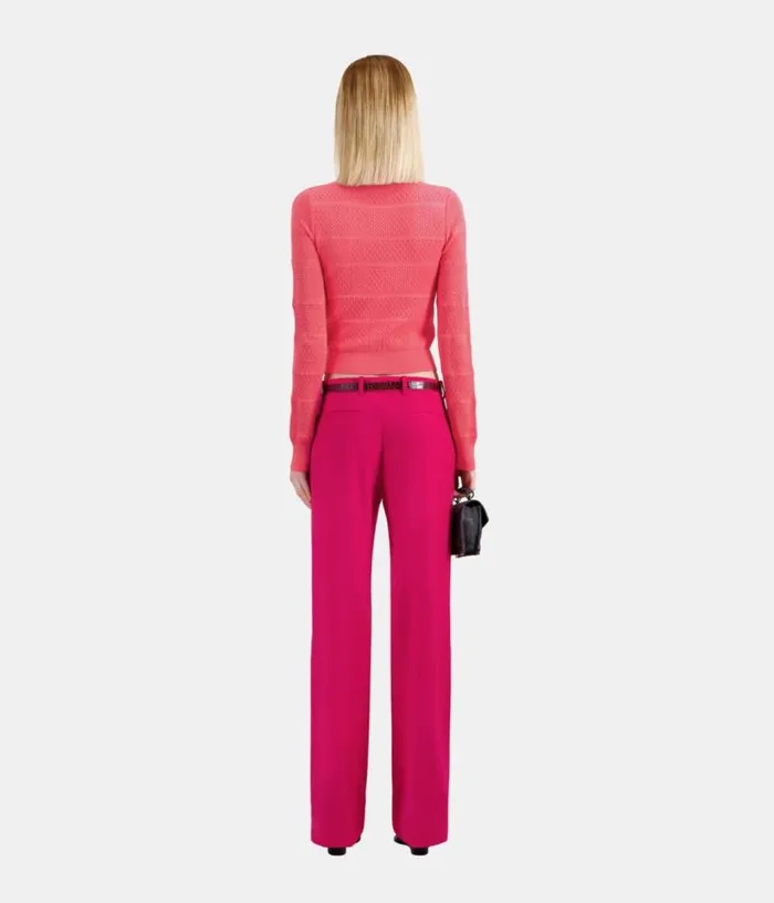 Women Fuchsia Openwork Knit Sweater THE KOOPLES Sweaters