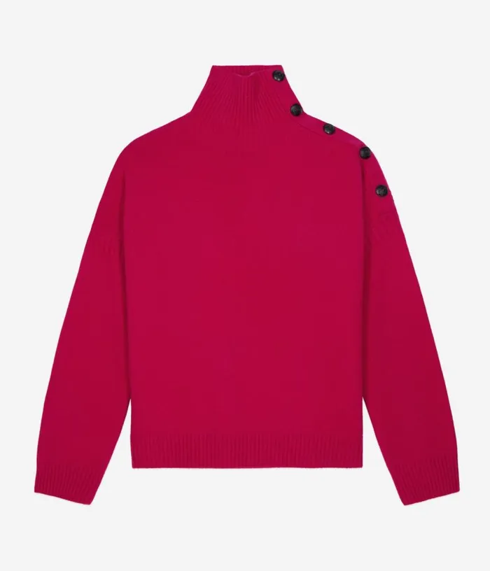 Women Fuchsia Wool And Cashmere Sweater With Buttons THE KOOPLES Sweaters