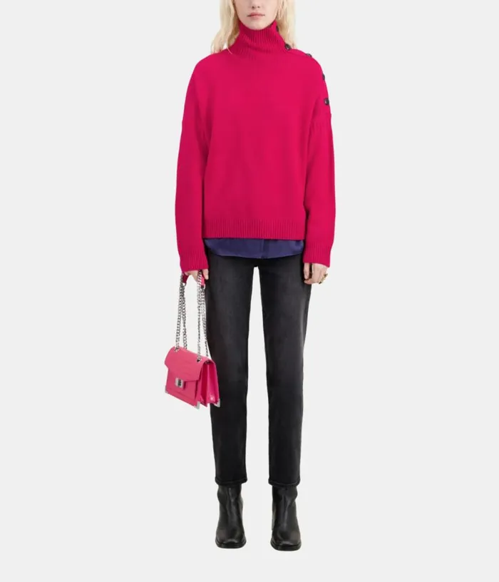 Women Fuchsia Wool And Cashmere Sweater With Buttons THE KOOPLES Sweaters