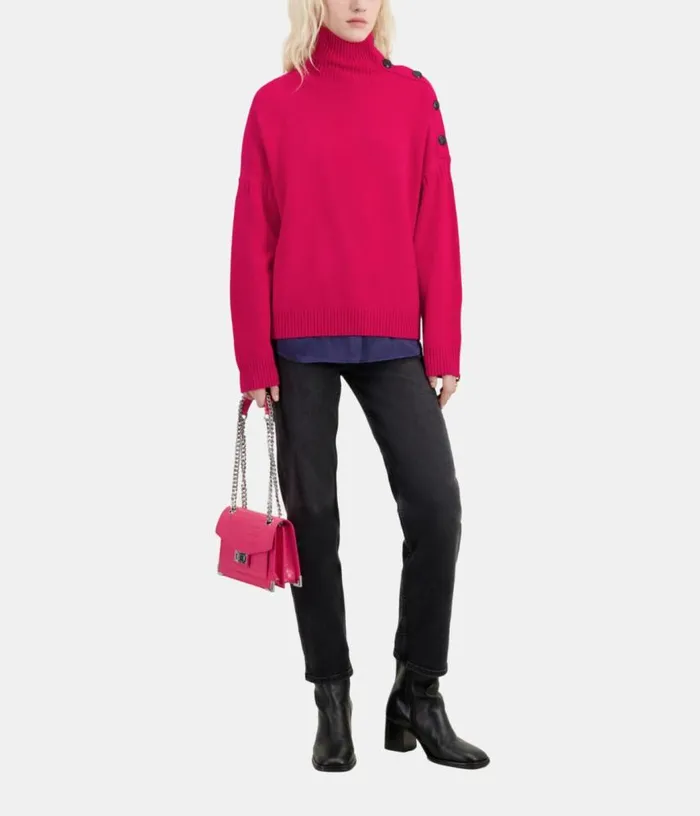 Women Fuchsia Wool And Cashmere Sweater With Buttons THE KOOPLES Sweaters